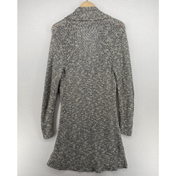 EILEEN FISHER Cardigan M Cotton Blend Marled Shawl Open Front Long Sleeve Gray - Picture 3 of 15